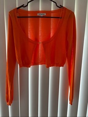 Pretty Garbage Orange Cropped Cardigan - Women's
